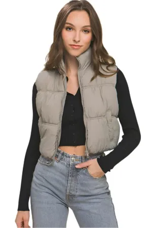 100% Nylon Zip Puffer Vest w/ Pockets