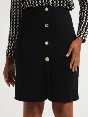 4 Button Fancy Skirt - Black