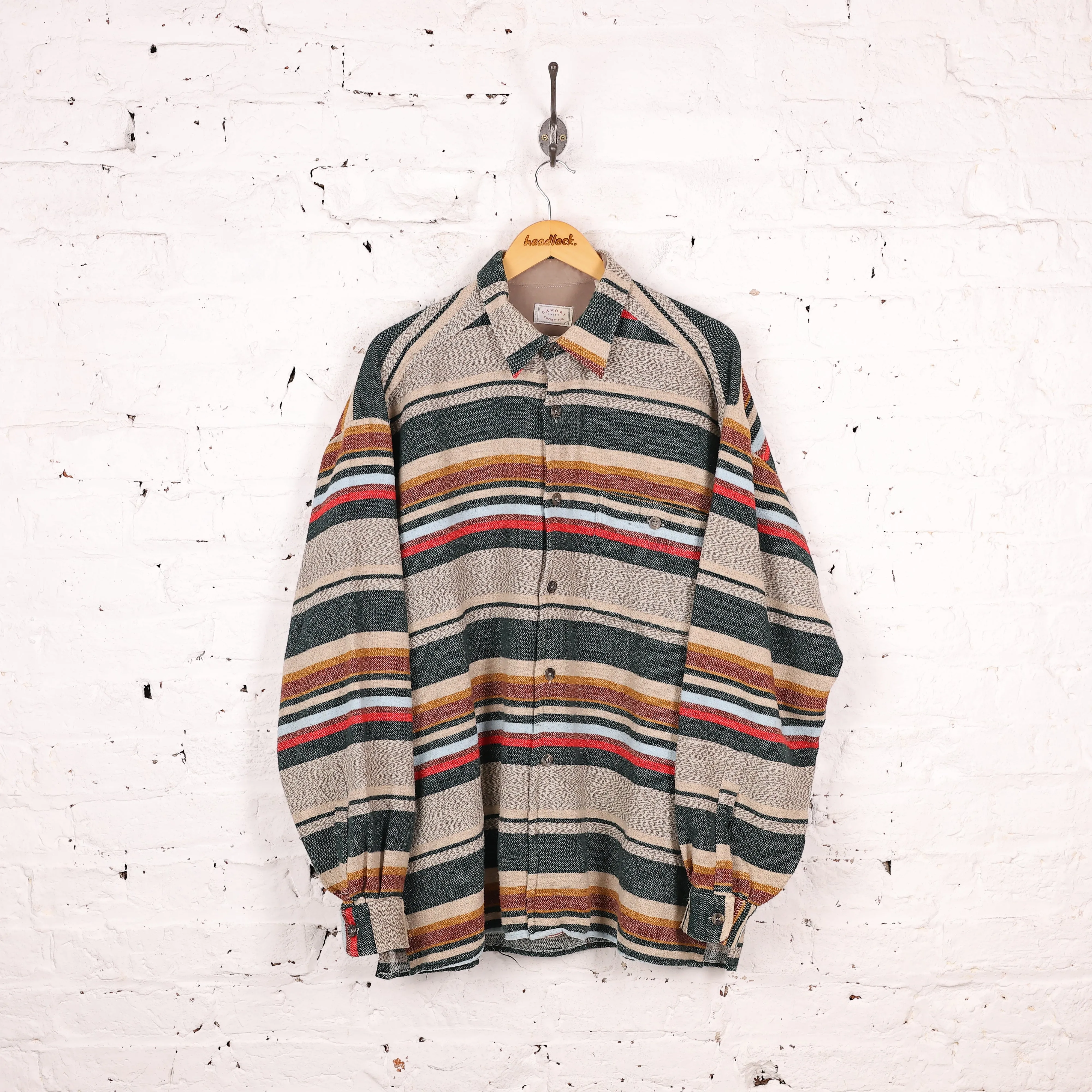 90s Striped Flannel Shirt - Grey - XL