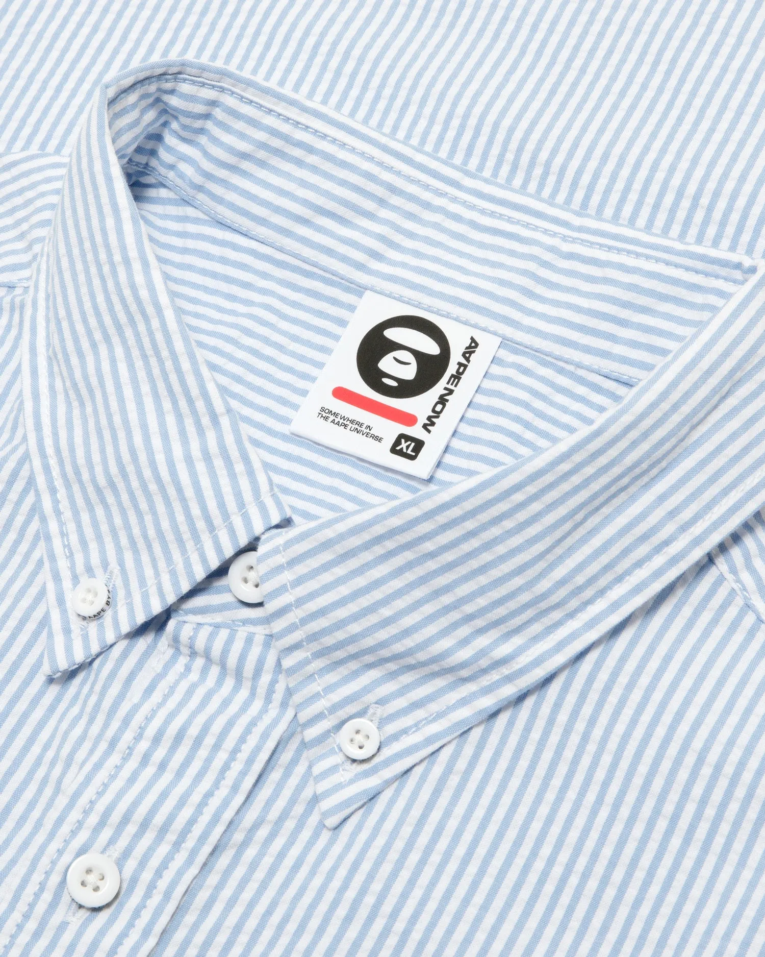 AAPENOW moonface logo stripe short sleeve shirt