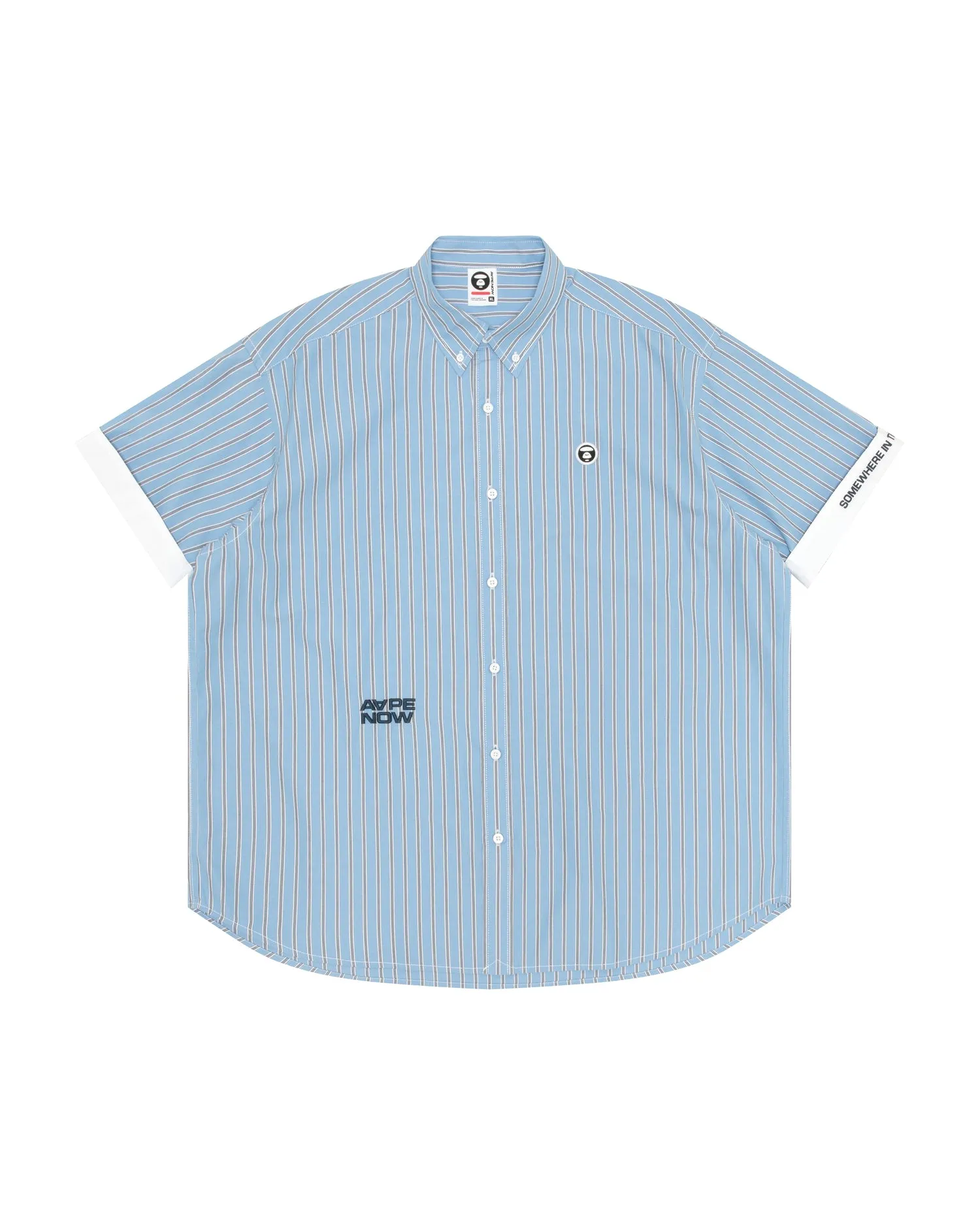AAPENOW moonface logo stripe short sleeve shirt