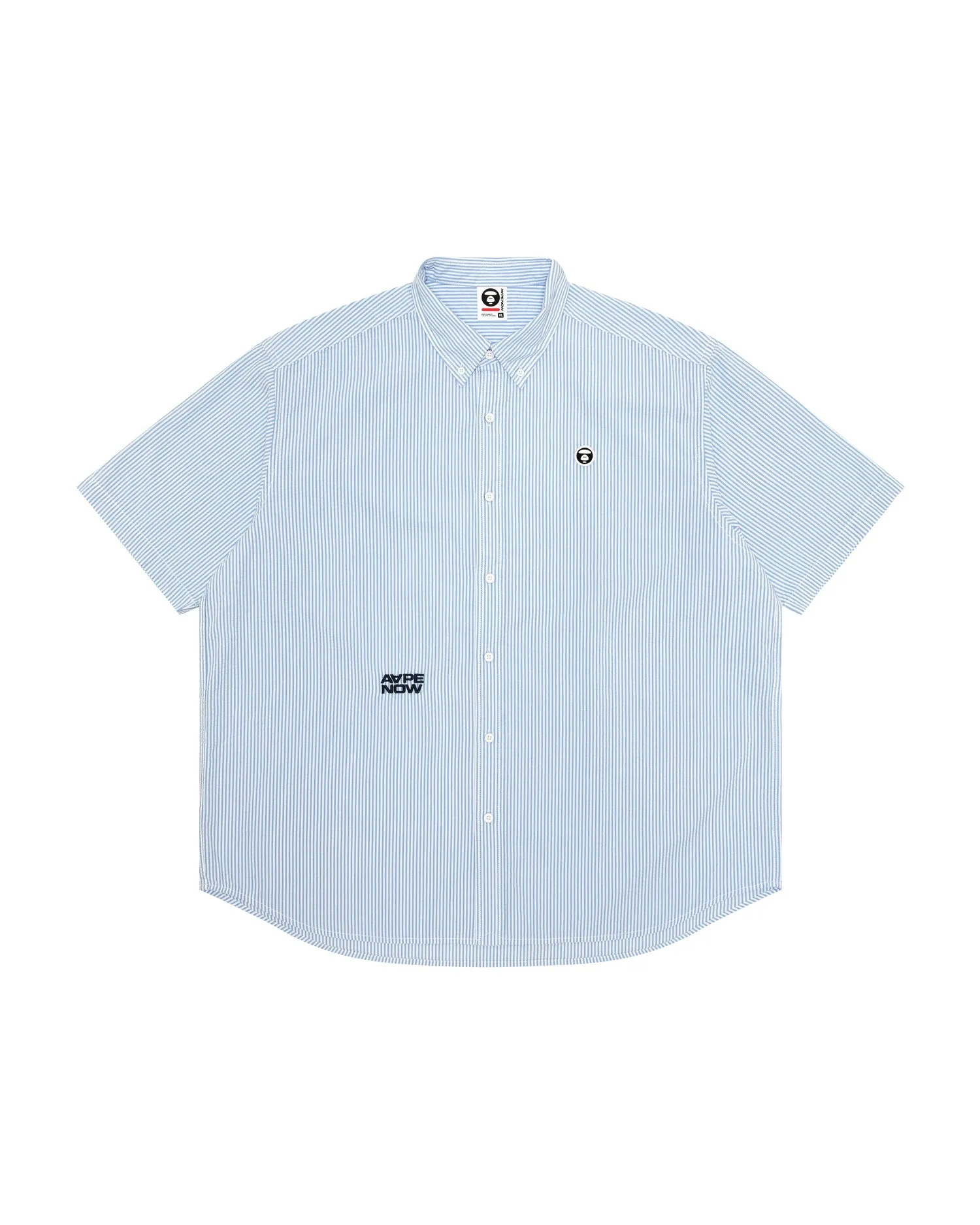 AAPENOW moonface logo stripe short sleeve shirt