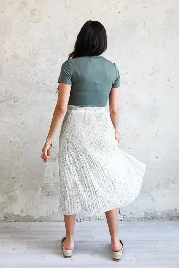 Accordion Pleat Midi Skirt
