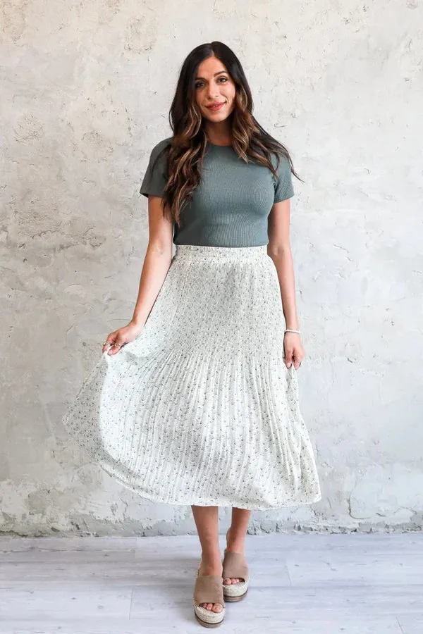 Accordion Pleat Midi Skirt