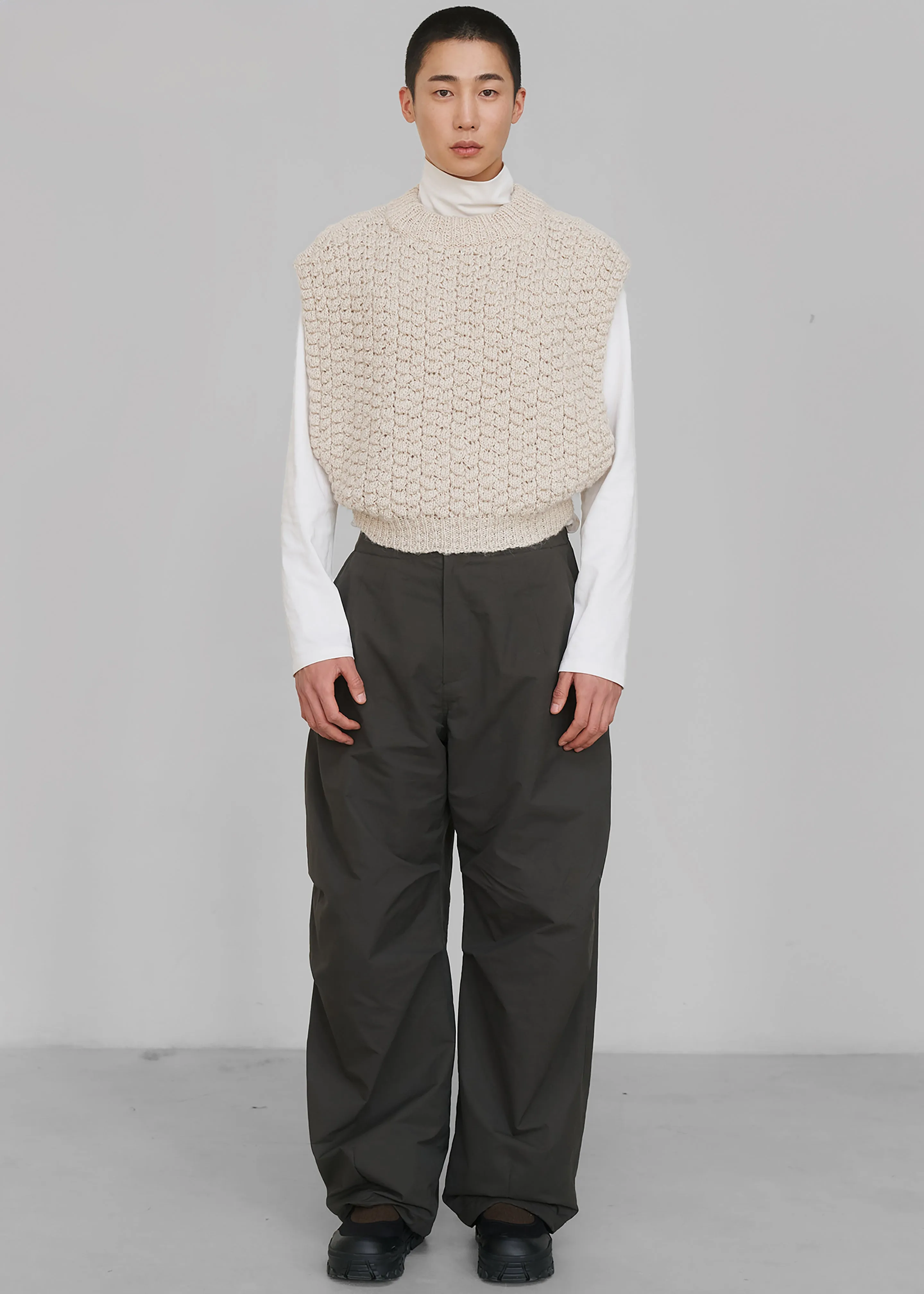 Amomento High Neck Crop Vest - Beige