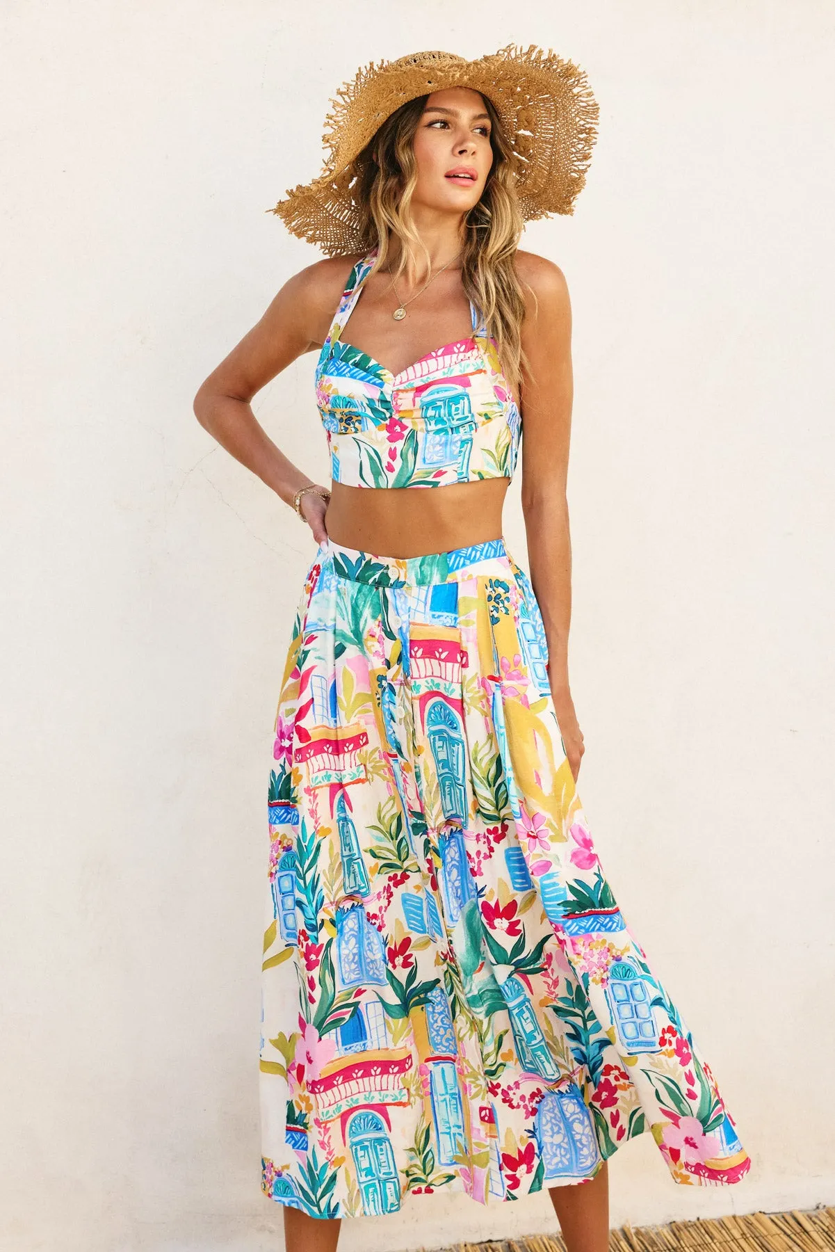 Anise Front Button Midi Skirt