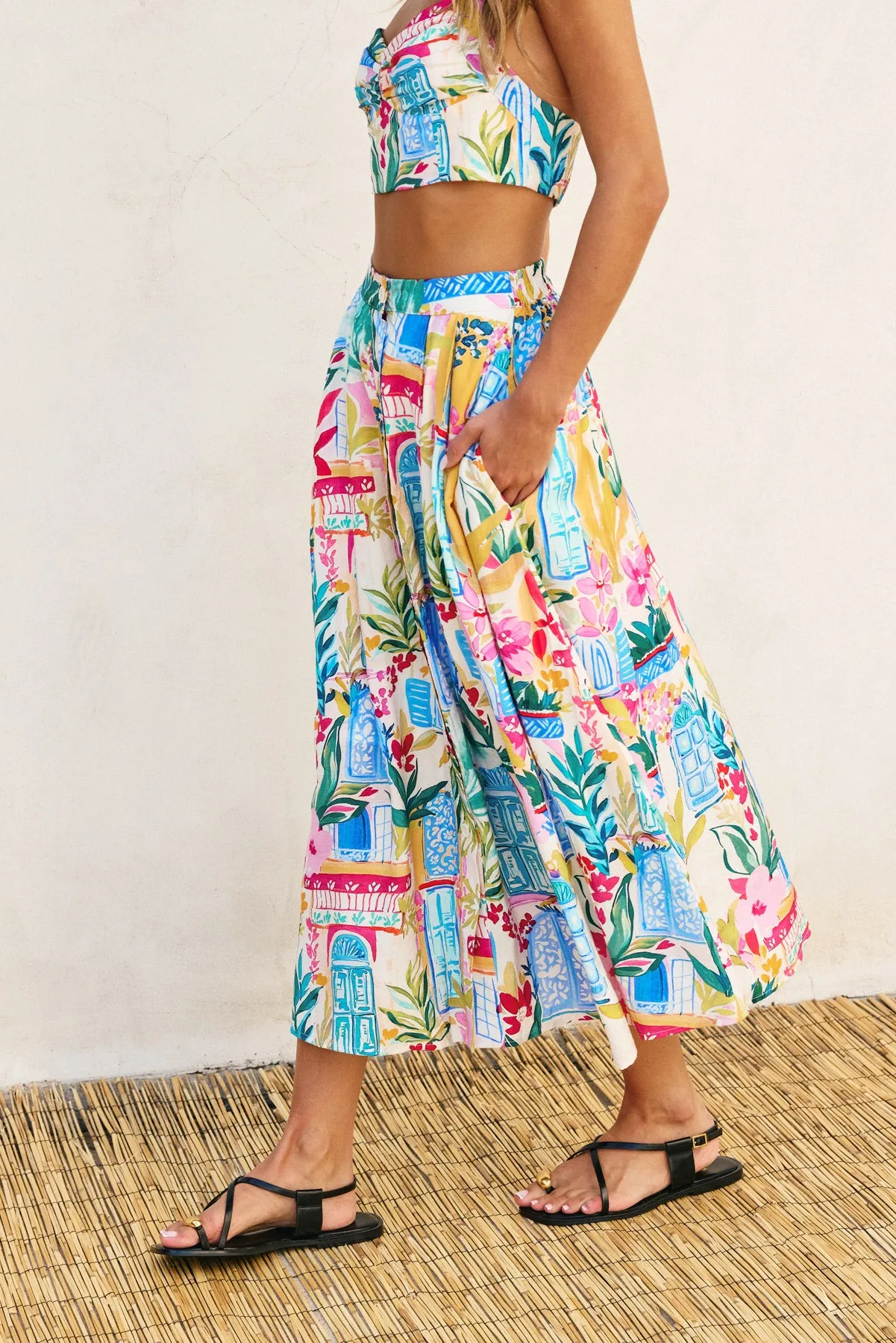 Anise Front Button Midi Skirt