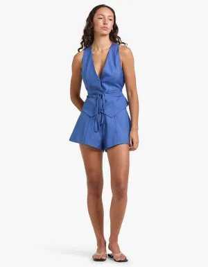 Asher Belted Vest - Ocean Blue