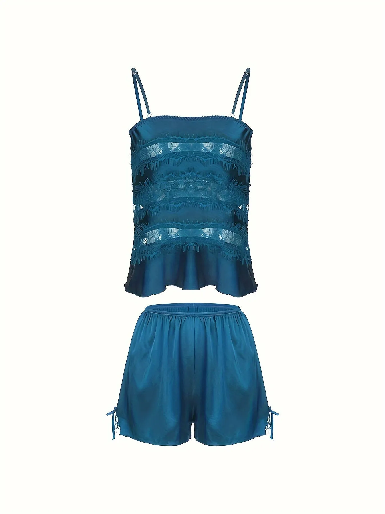 Ashu Ke Women's Sexy European & American Mulberry Silk Suspender Pajamas Set with One-Word Collar 036#