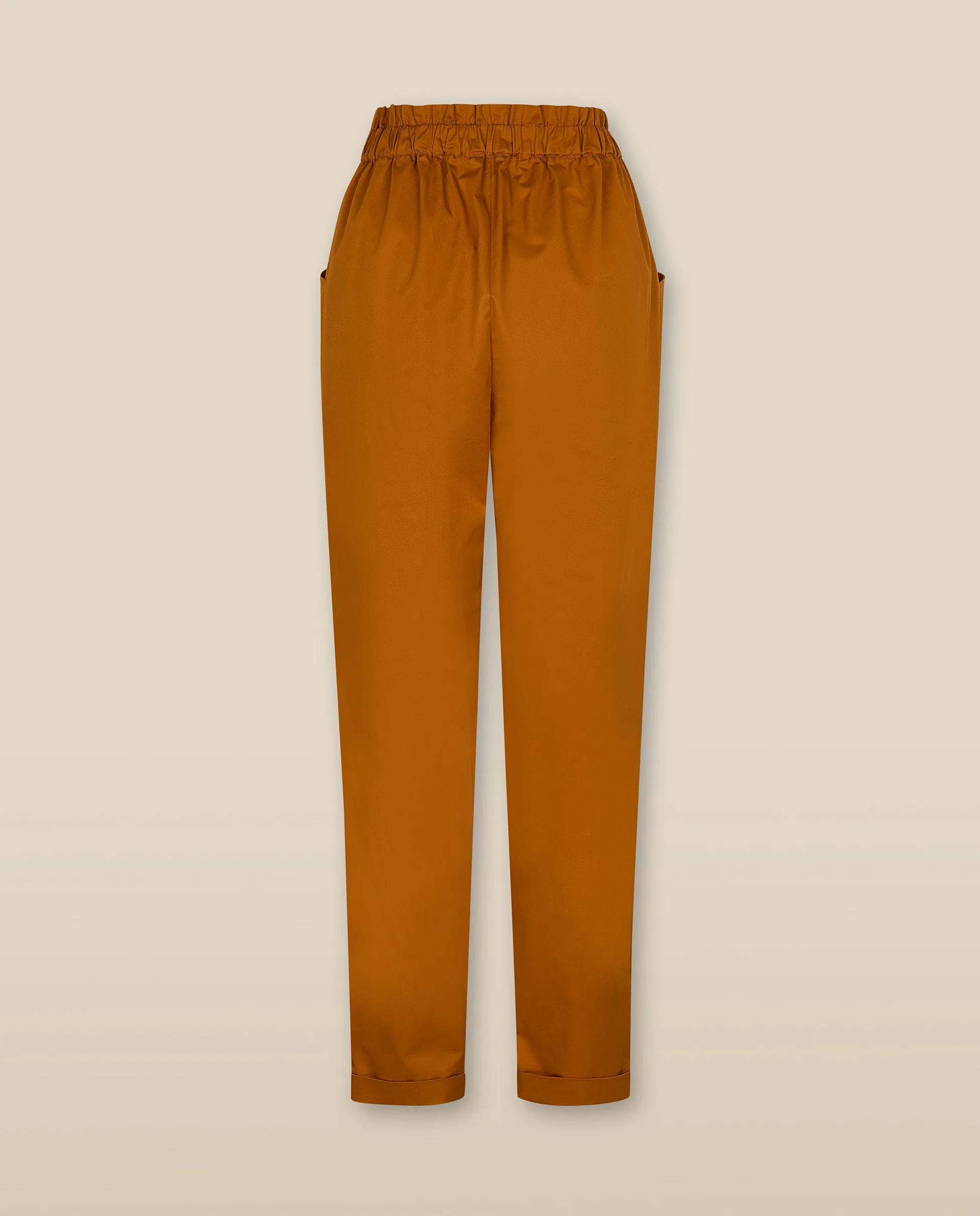 ASTROS | Burnt Orange Cotton Tapered Trousers