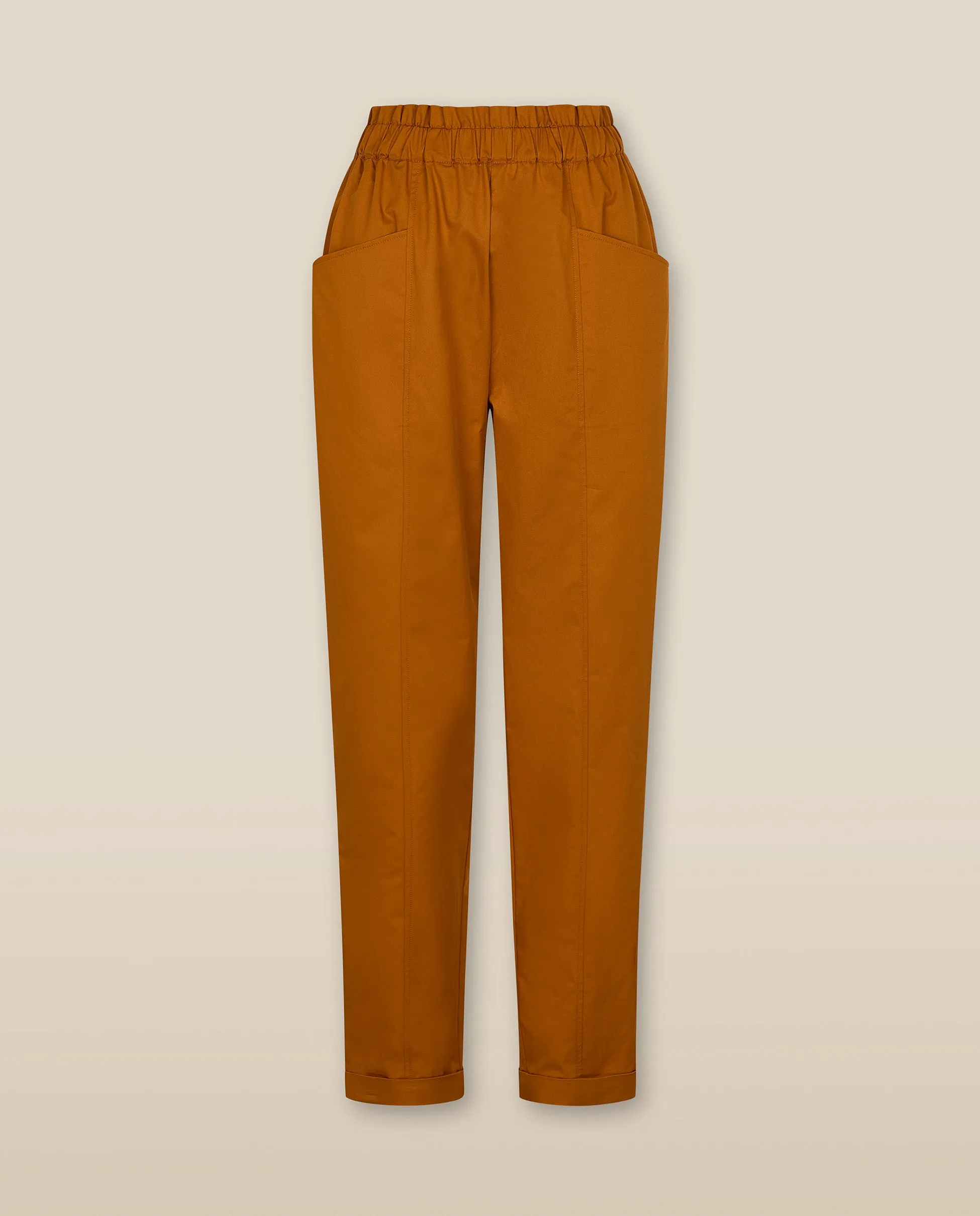 ASTROS | Burnt Orange Cotton Tapered Trousers