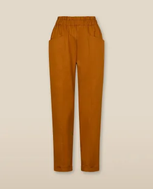 ASTROS | Burnt Orange Cotton Tapered Trousers