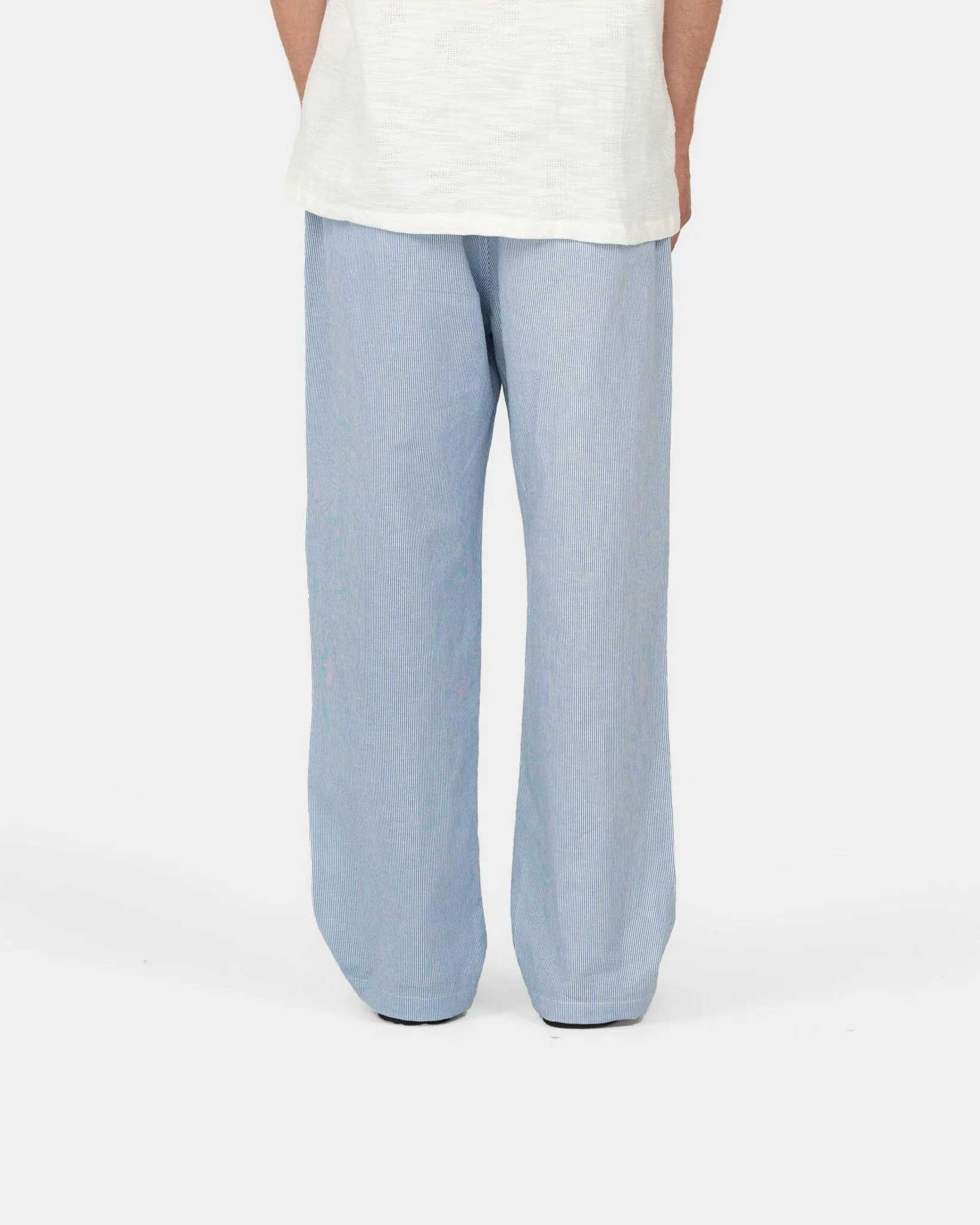 Baggy Linen Pants Blue Striped