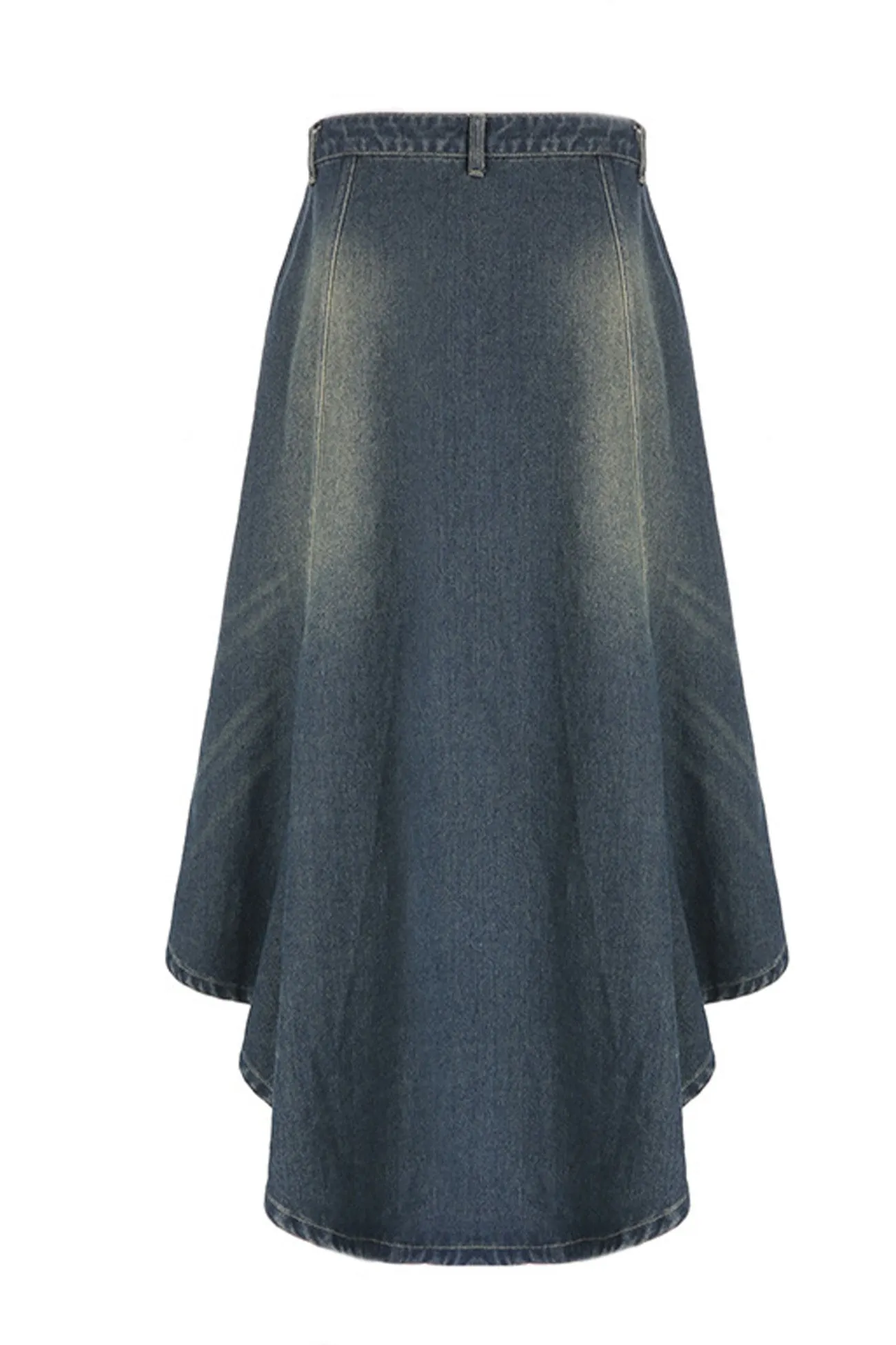 BerryBetty - Wash High Rise Distressed Irregular Denim Skirt