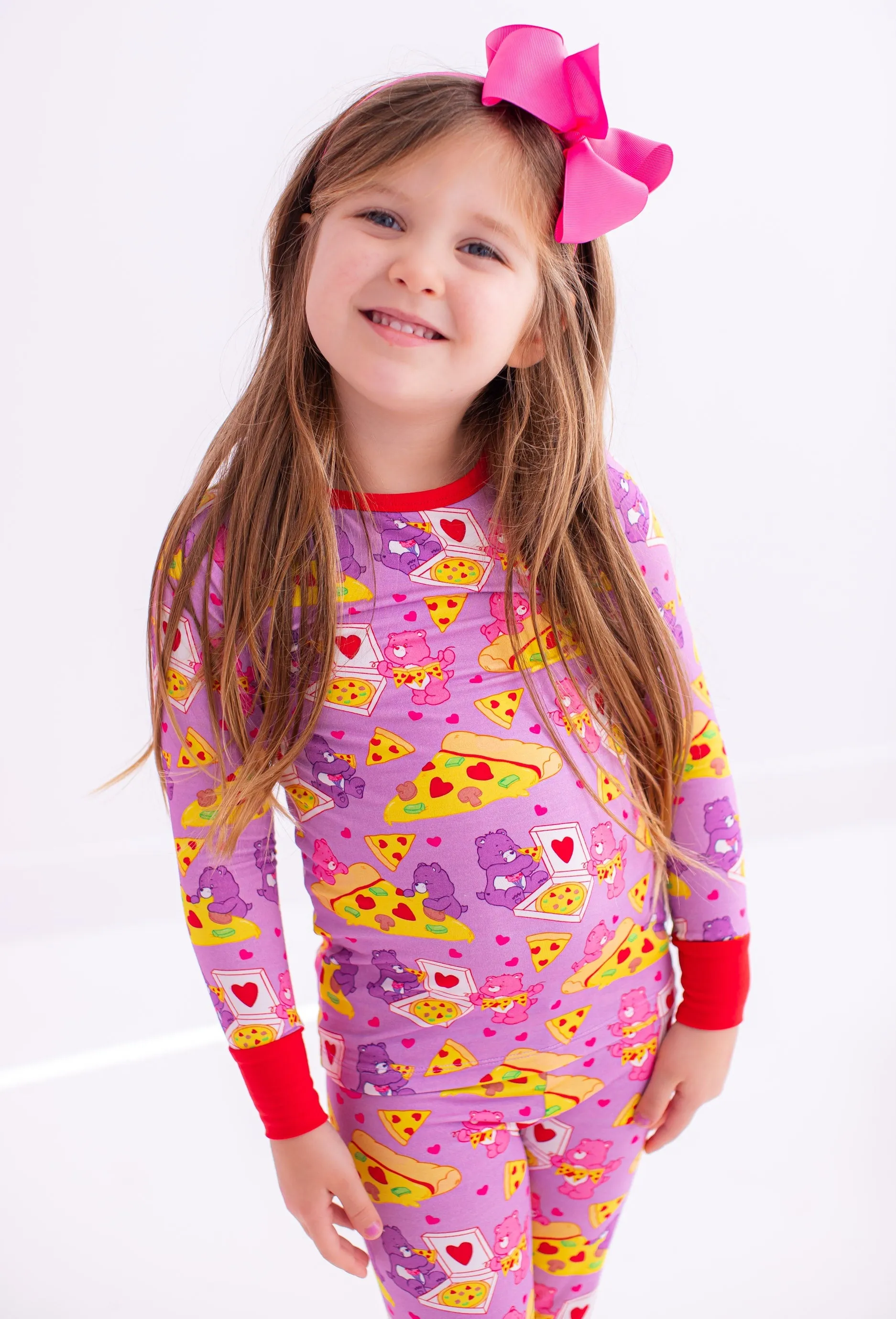 Birdie Bean Care Bears™ PIZZA VALENTINE Print 2-piece Long Sleeve Kids Pajamas with Pants