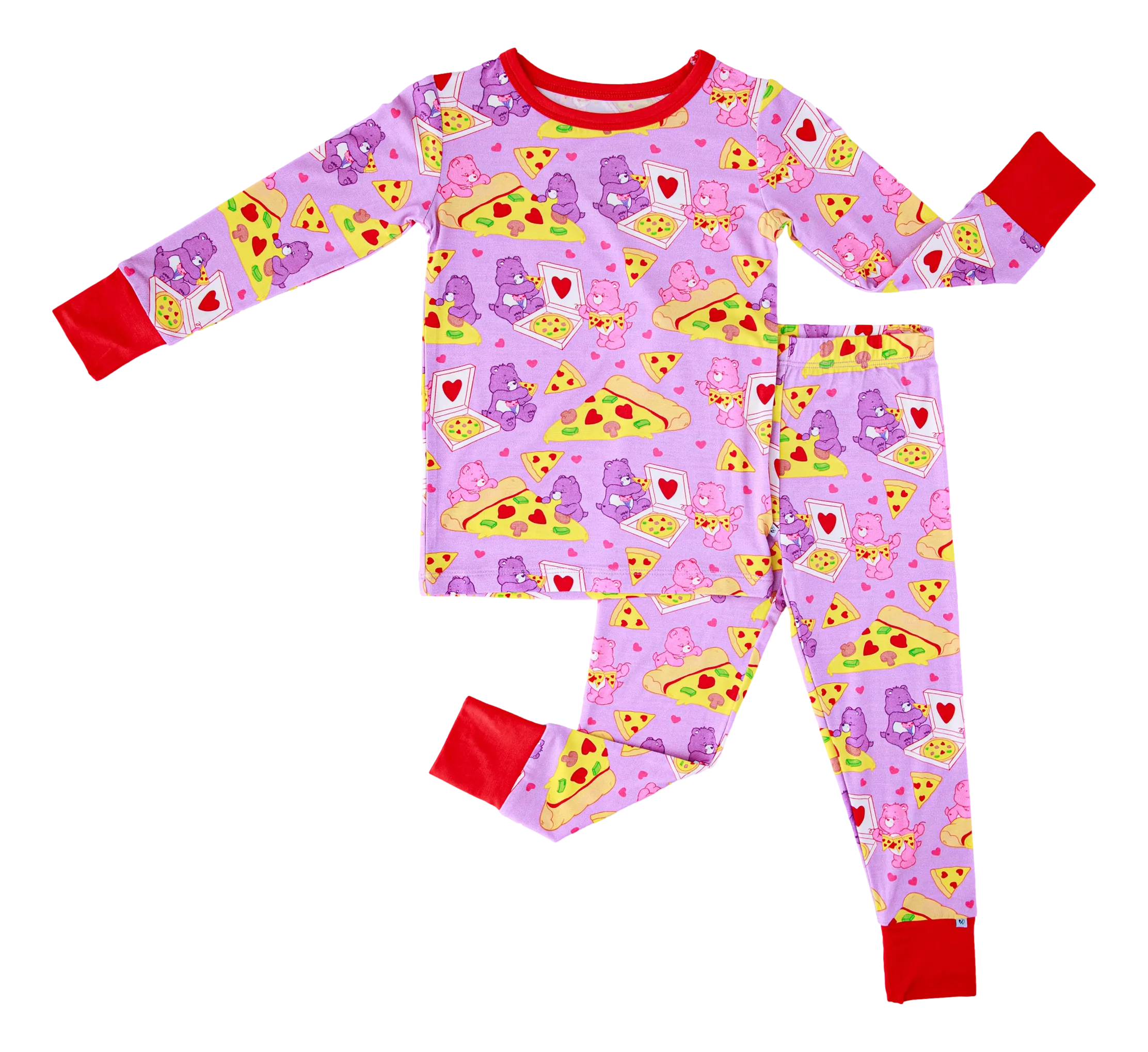 Birdie Bean Care Bears™ PIZZA VALENTINE Print 2-piece Long Sleeve Kids Pajamas with Pants