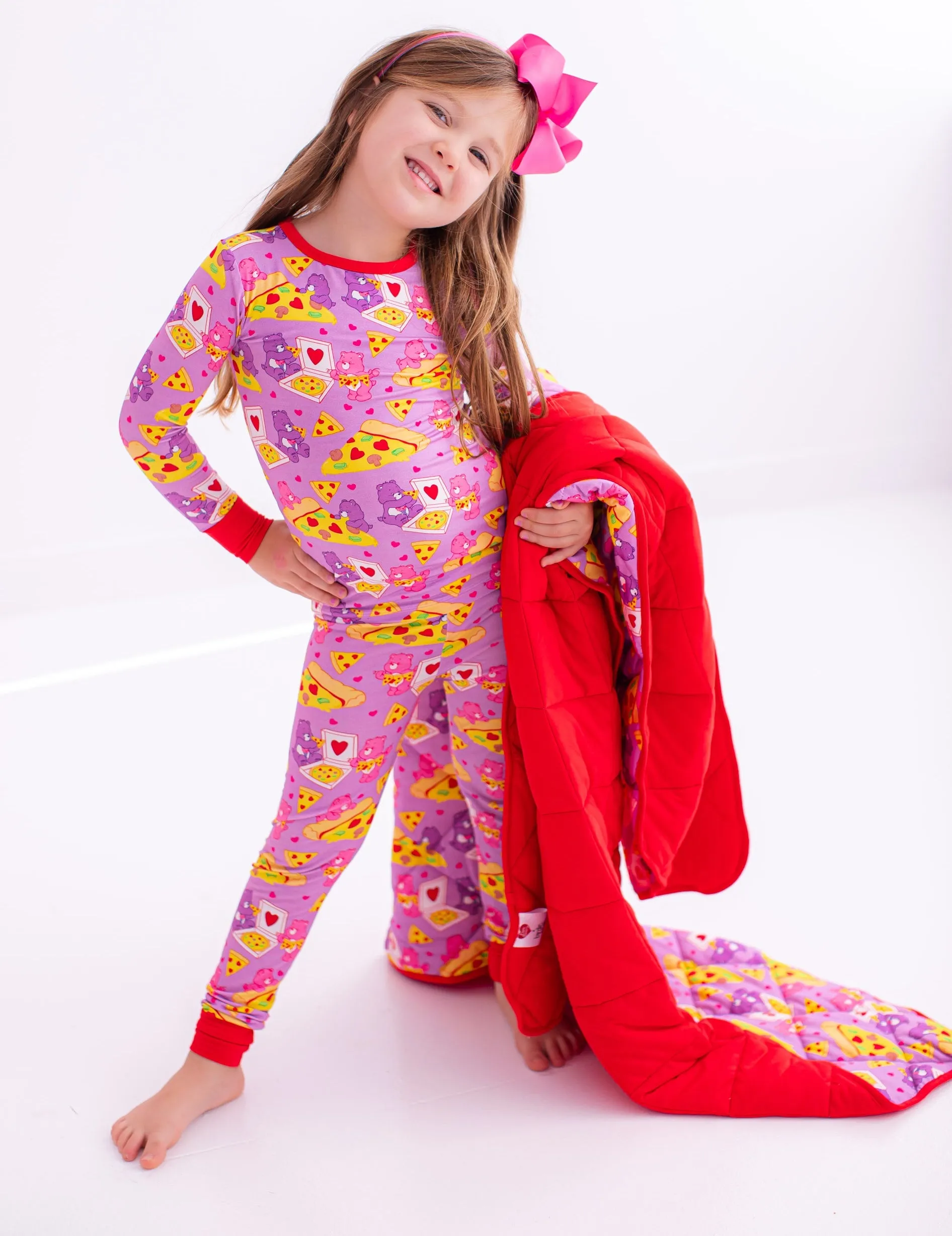 Birdie Bean Care Bears™ PIZZA VALENTINE Print 2-piece Long Sleeve Kids Pajamas with Pants