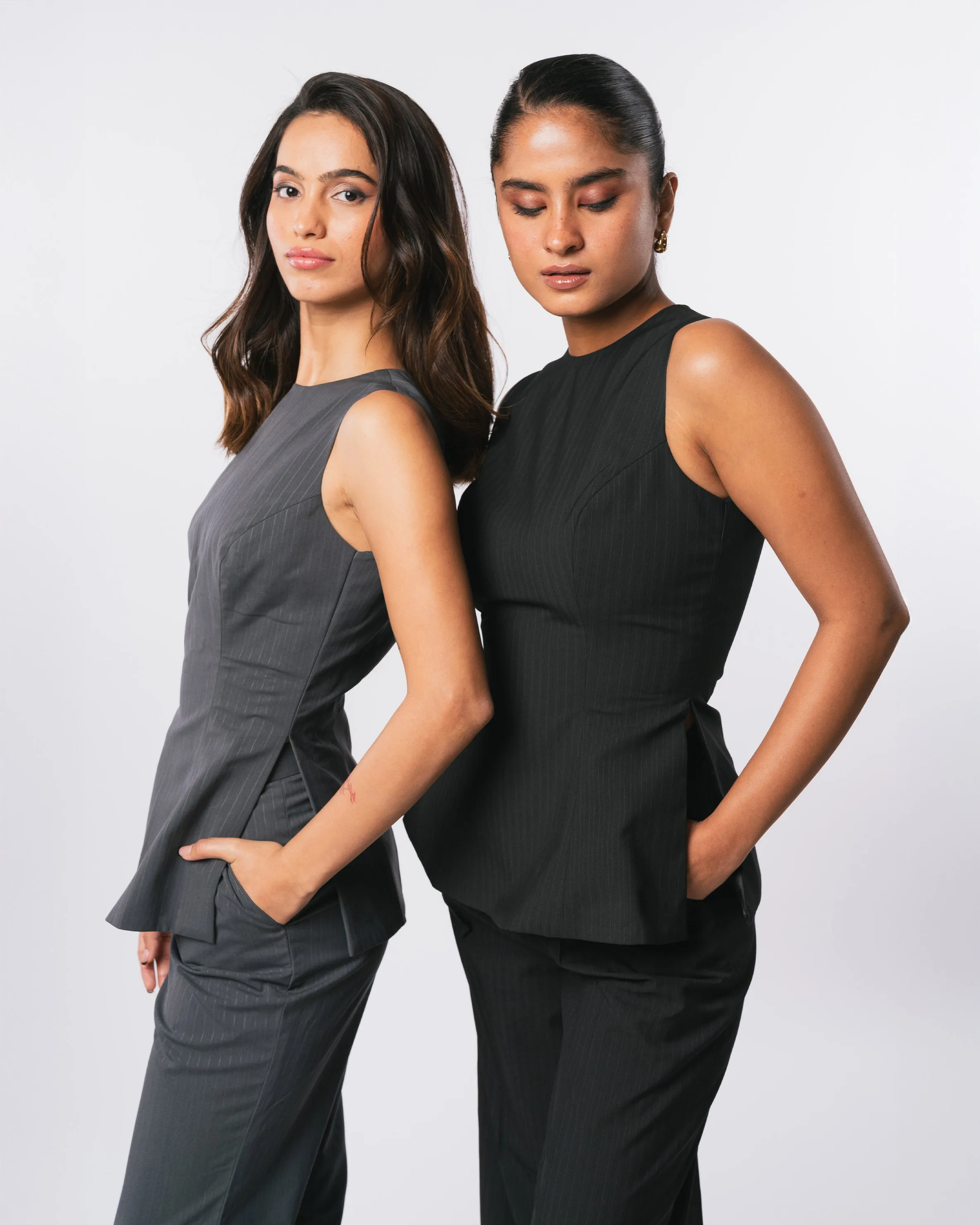 BLACK PINSTRIPE SET