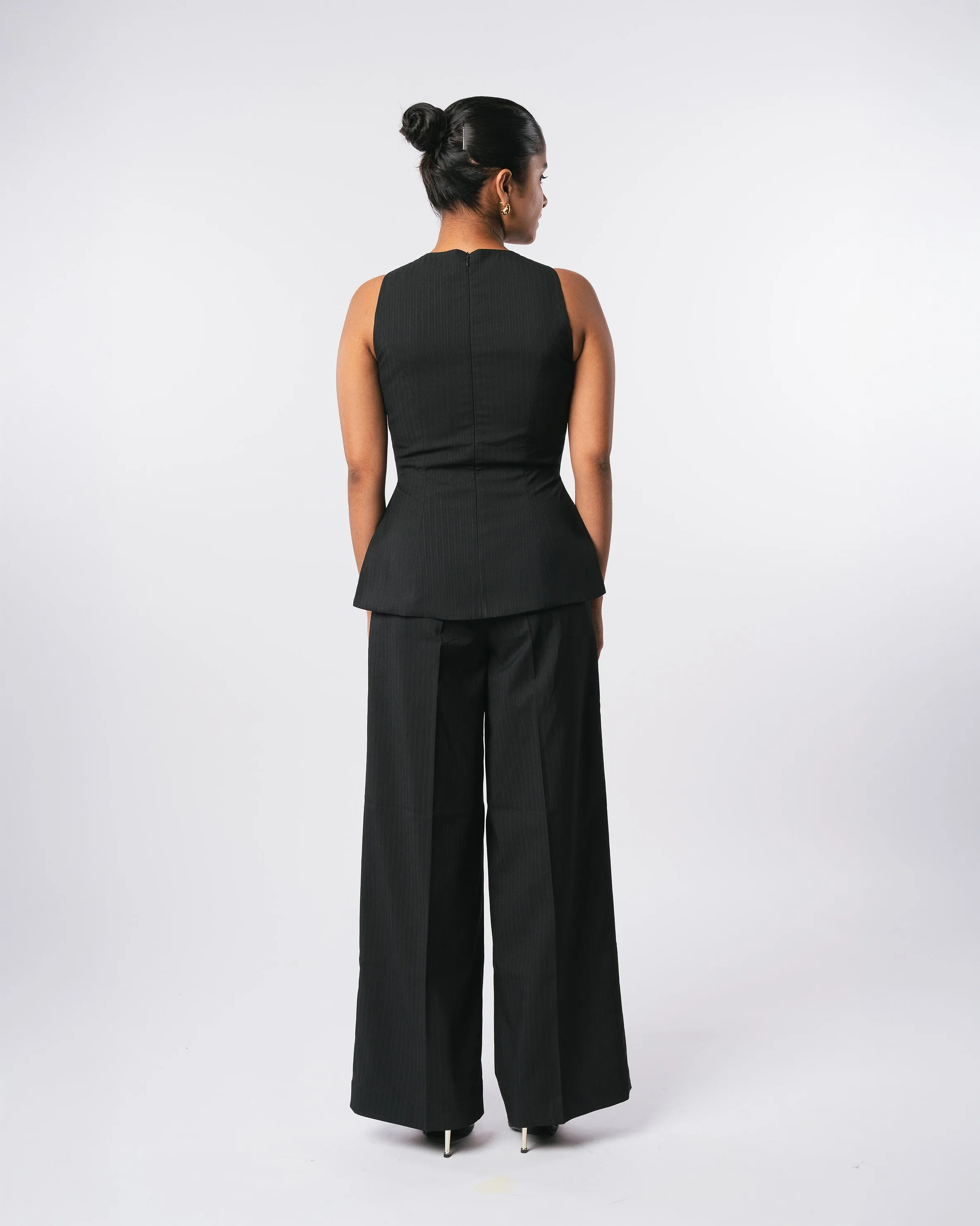 BLACK PINSTRIPE SET