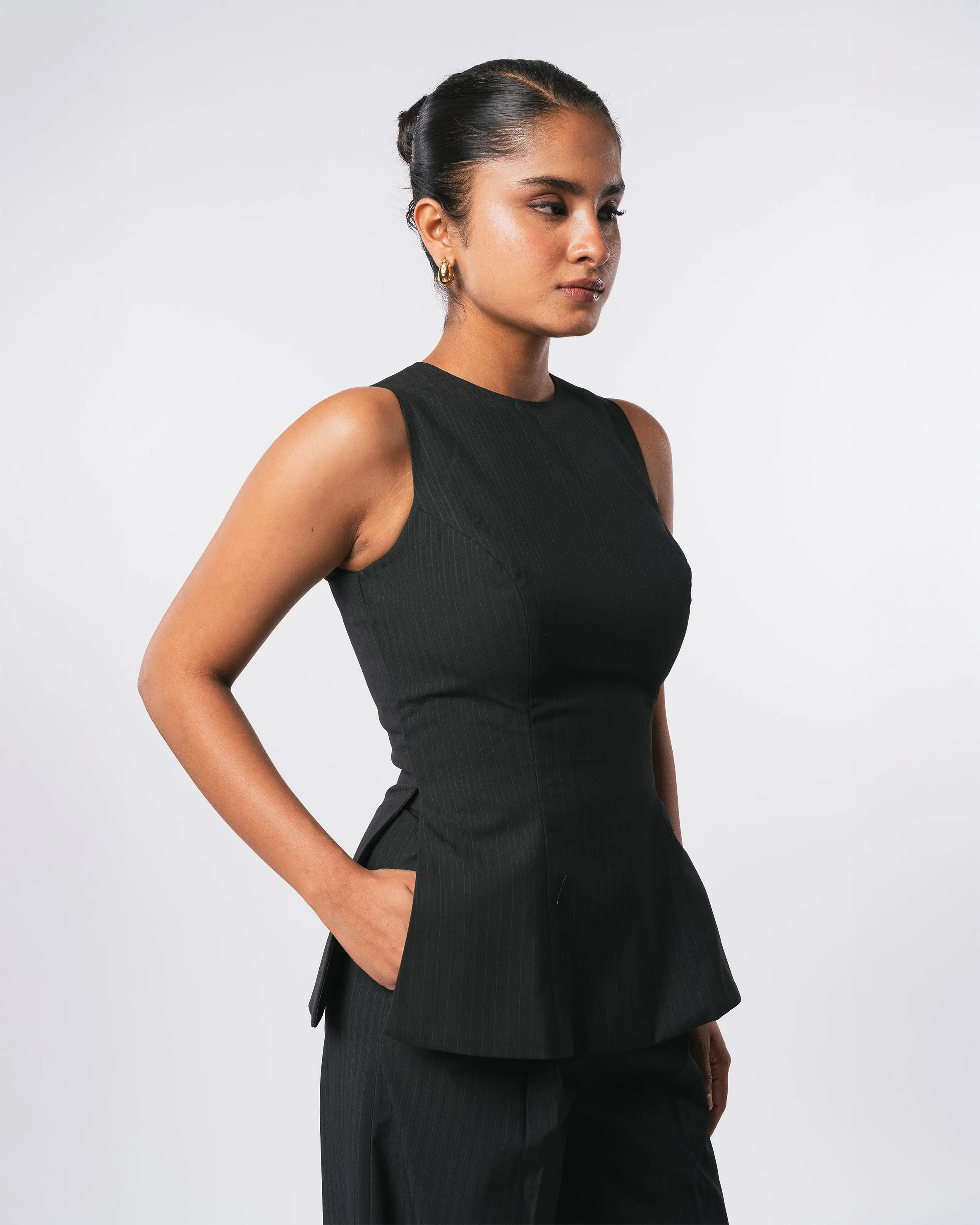BLACK PINSTRIPE SET