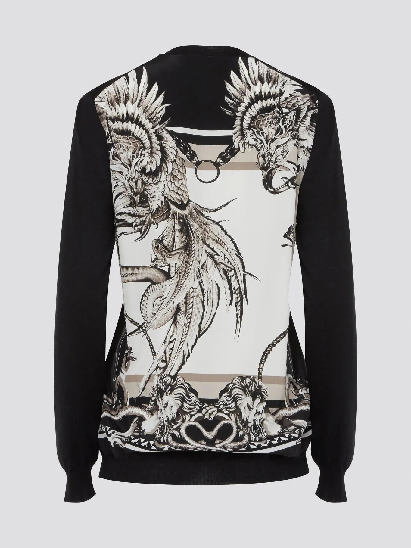 Black Print Panel Cardigan