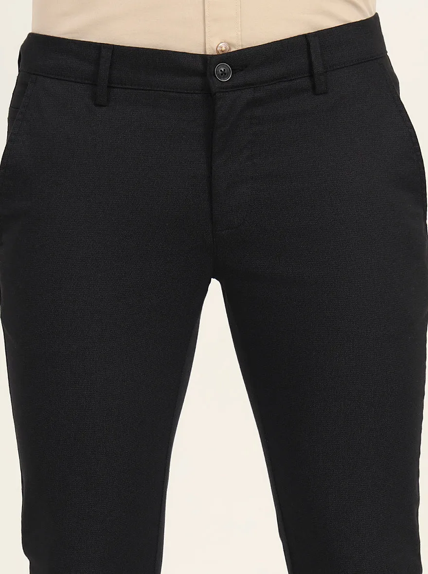 Black Printed Super Slim Fit Casual Trouser | Greenfibre