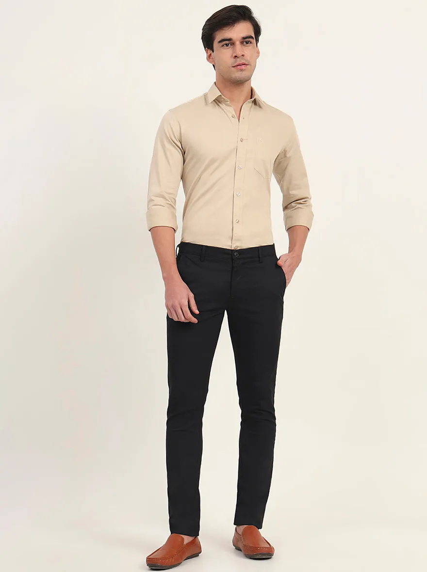 Black Printed Super Slim Fit Casual Trouser | Greenfibre