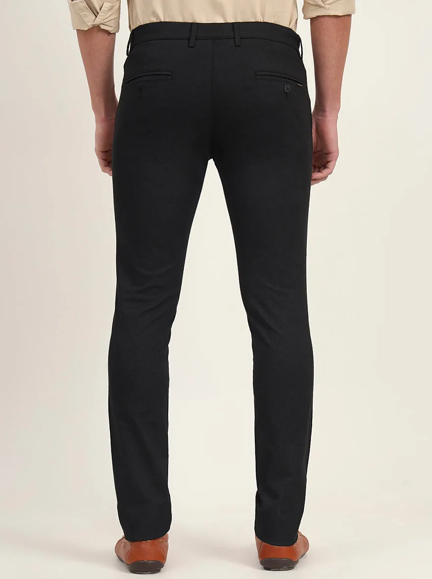Black Printed Super Slim Fit Casual Trouser | Greenfibre