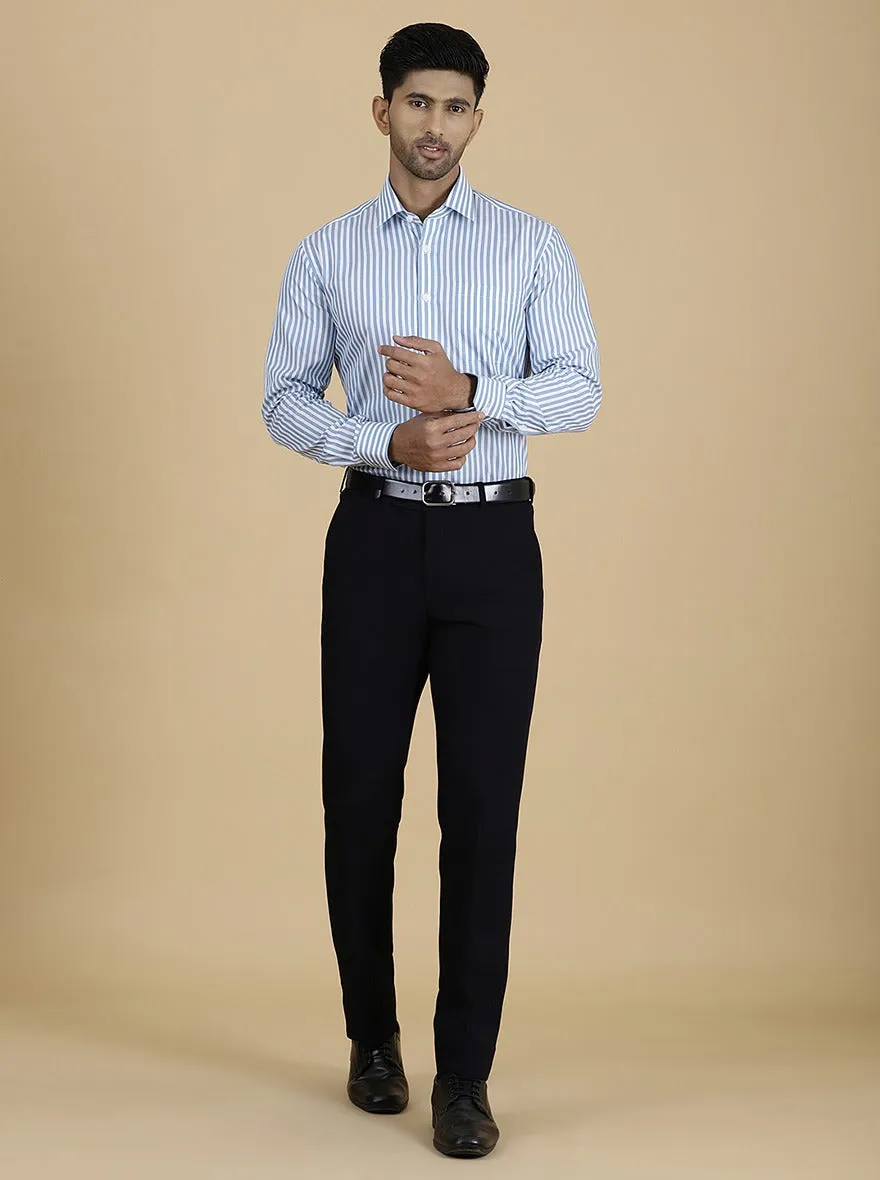 Blue Striped Regular Fit Formal Shirt | JadeBlue