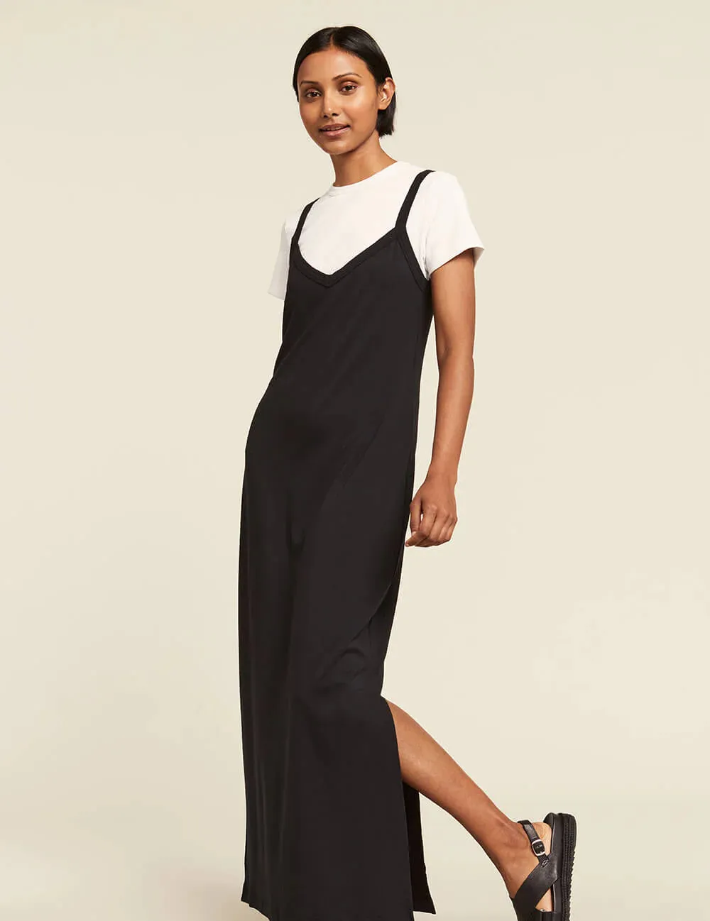 Boody V-Neck Slip Dress - Black - FINAL SALE