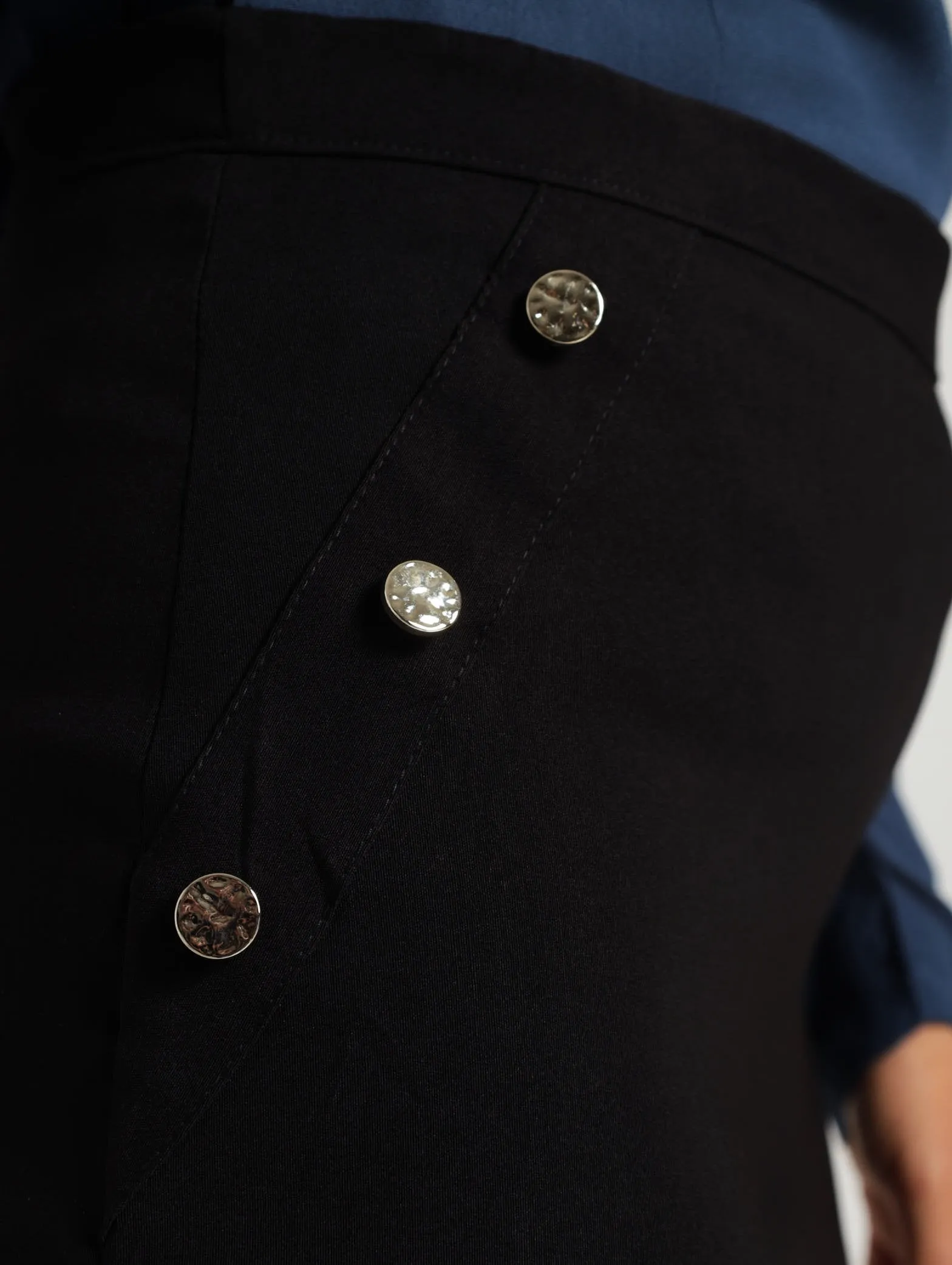 Button Detail Career Skirt - Black