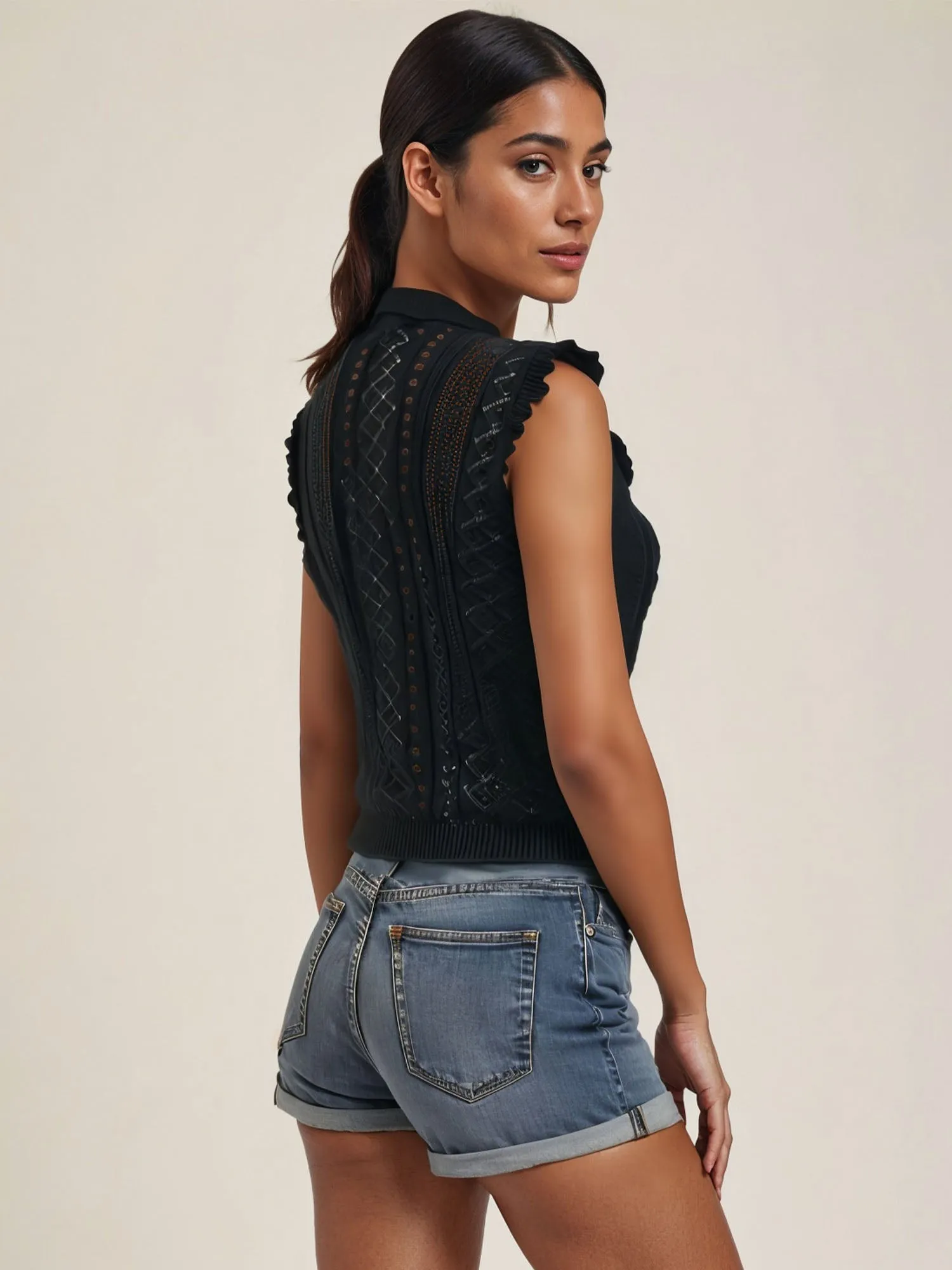 Cable Pointelle Vest