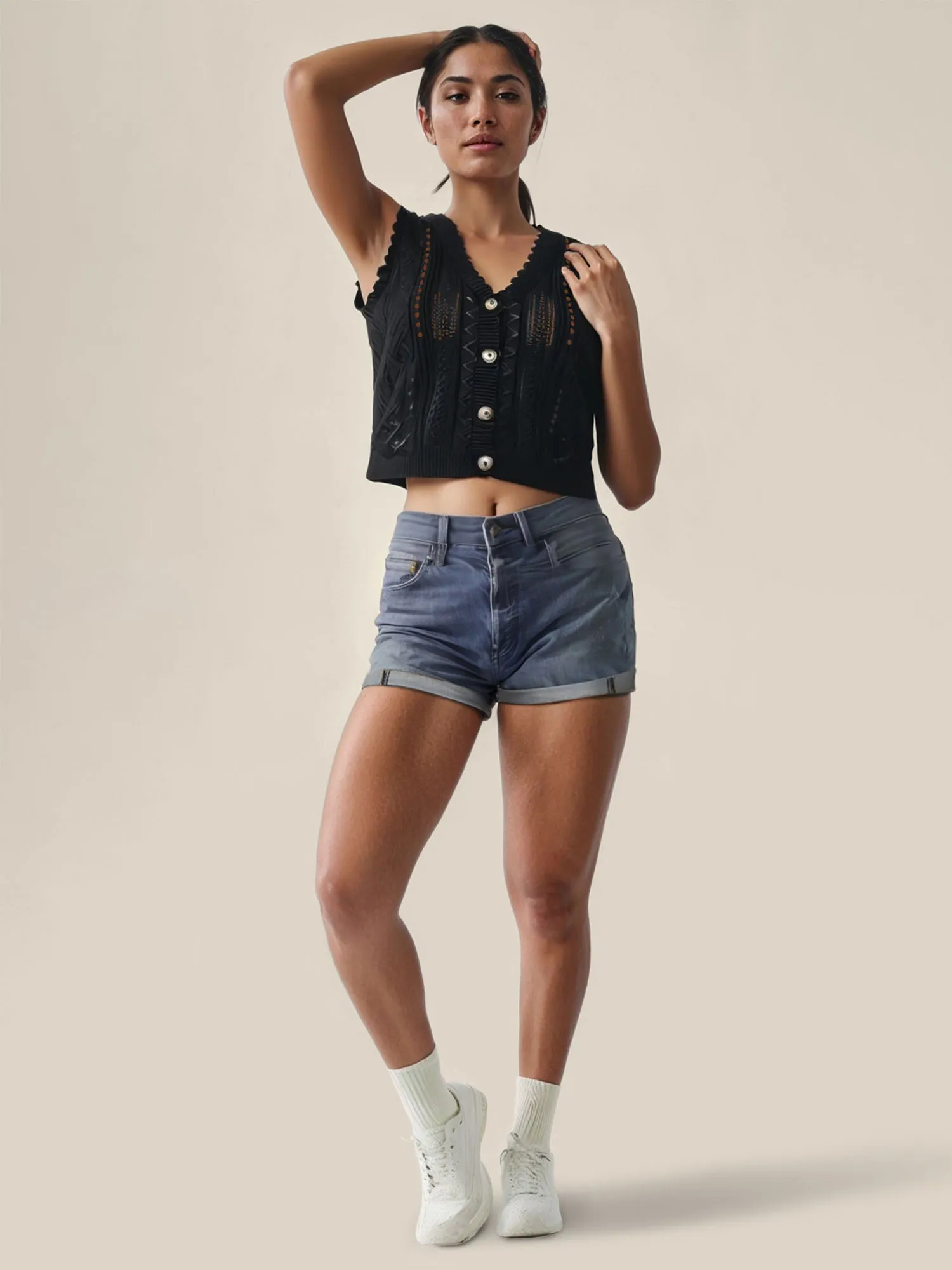 Cable Pointelle Vest