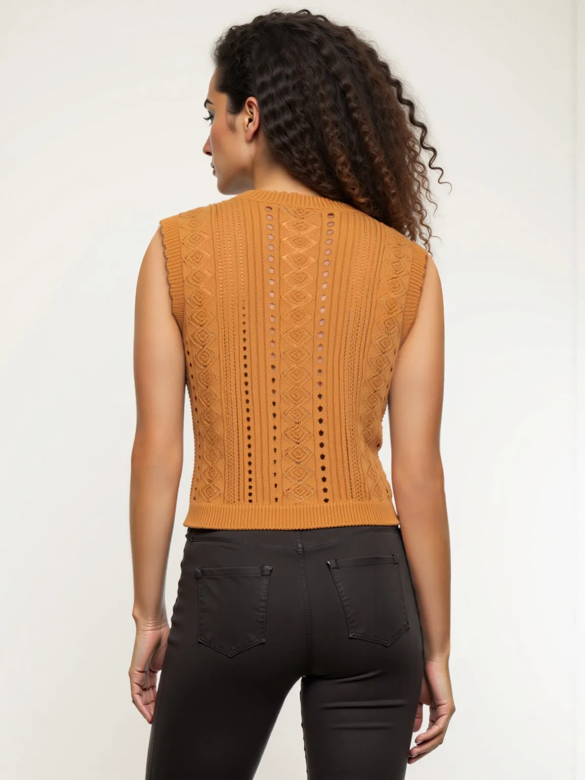 Cable Pointelle Vest