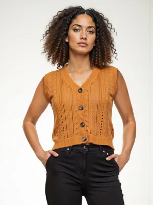 Cable Pointelle Vest