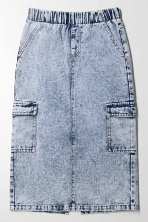 Cargo Denim Skirt Blue