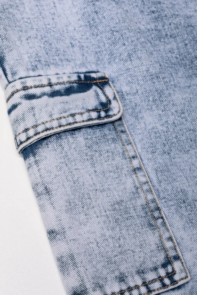Cargo Denim Skirt Blue