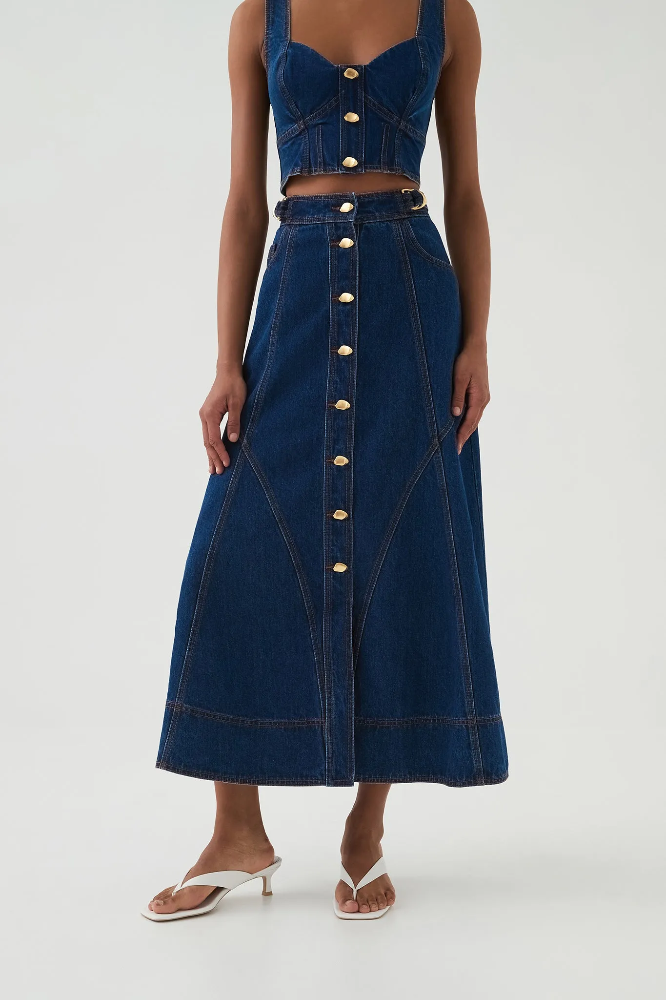 Carmen Denim Midi Skirt