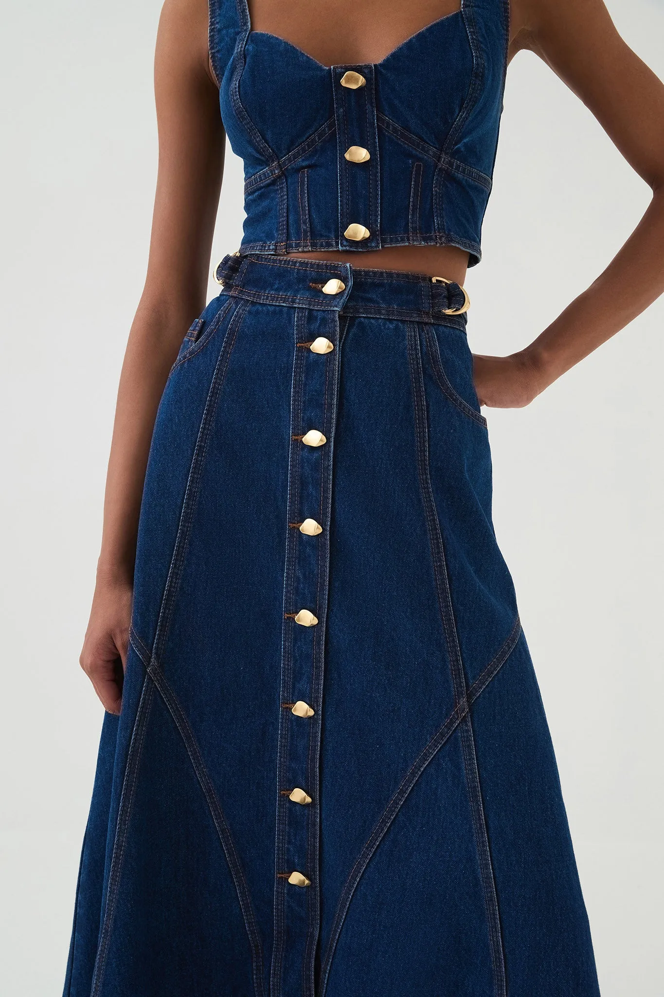 Carmen Denim Midi Skirt