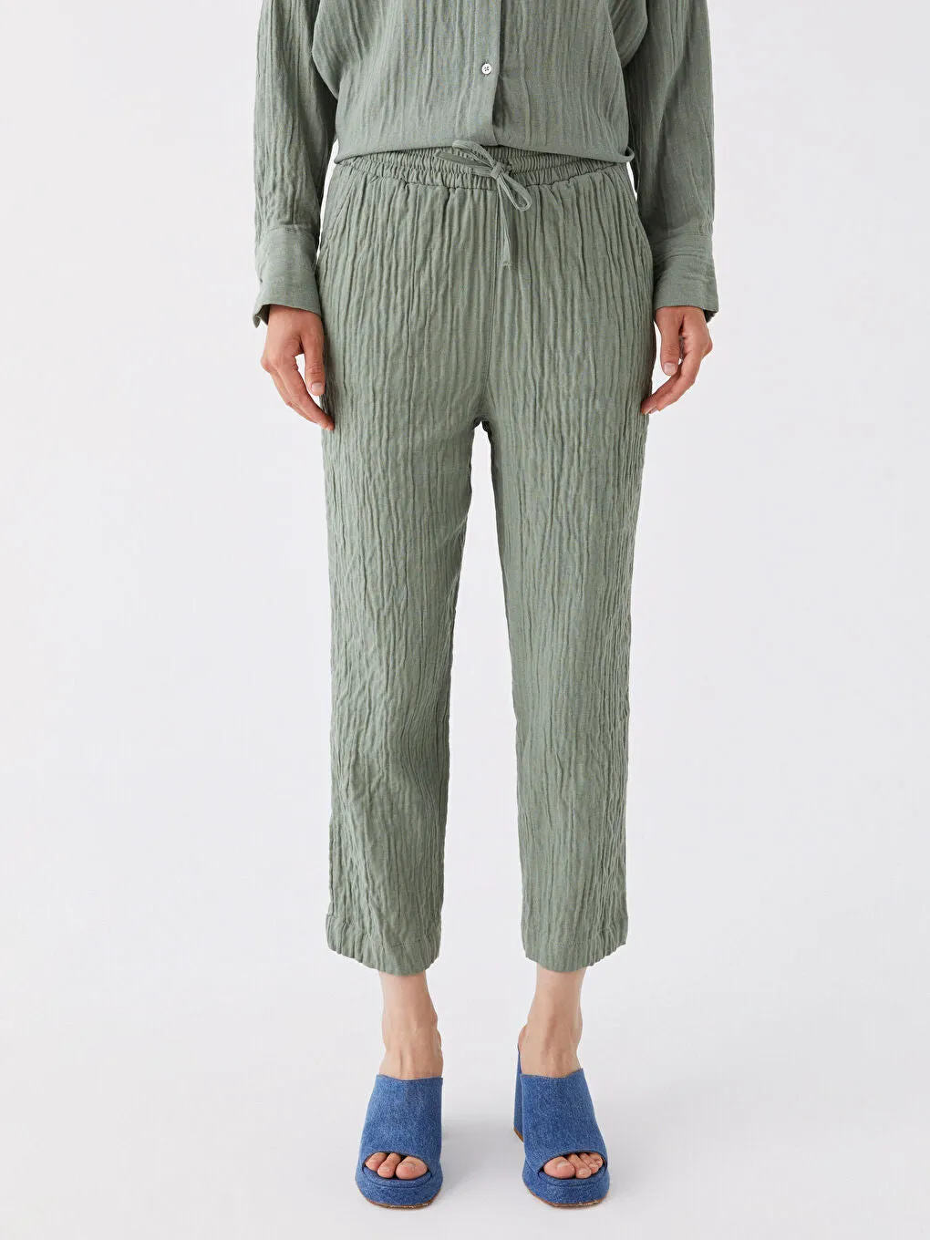 Carrot Cut Women Trousers With Elastic Waist