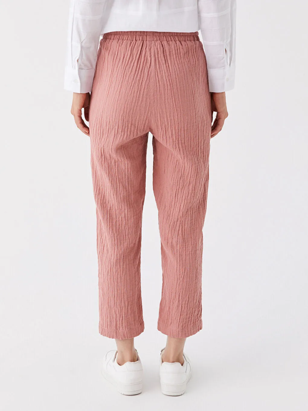 Carrot Cut Women Trousers With Elastic Waist