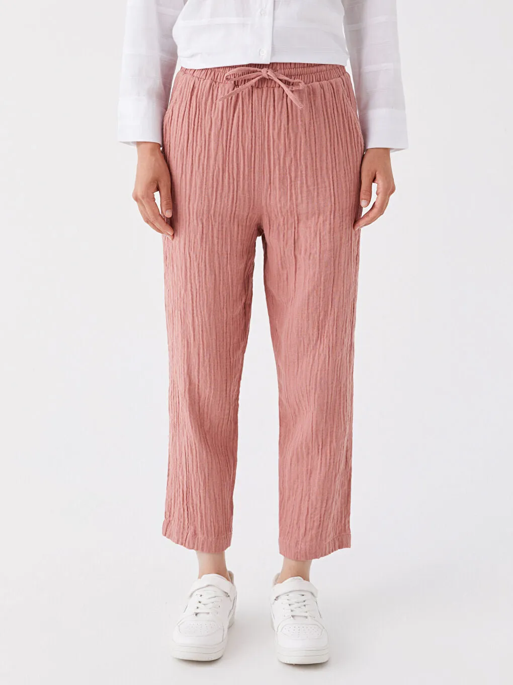 Carrot Cut Women Trousers With Elastic Waist