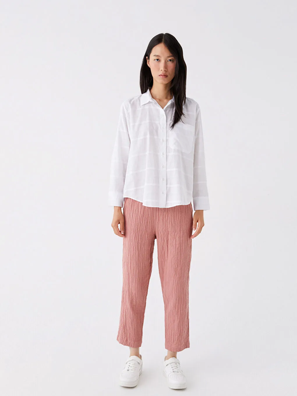 Carrot Cut Women Trousers With Elastic Waist