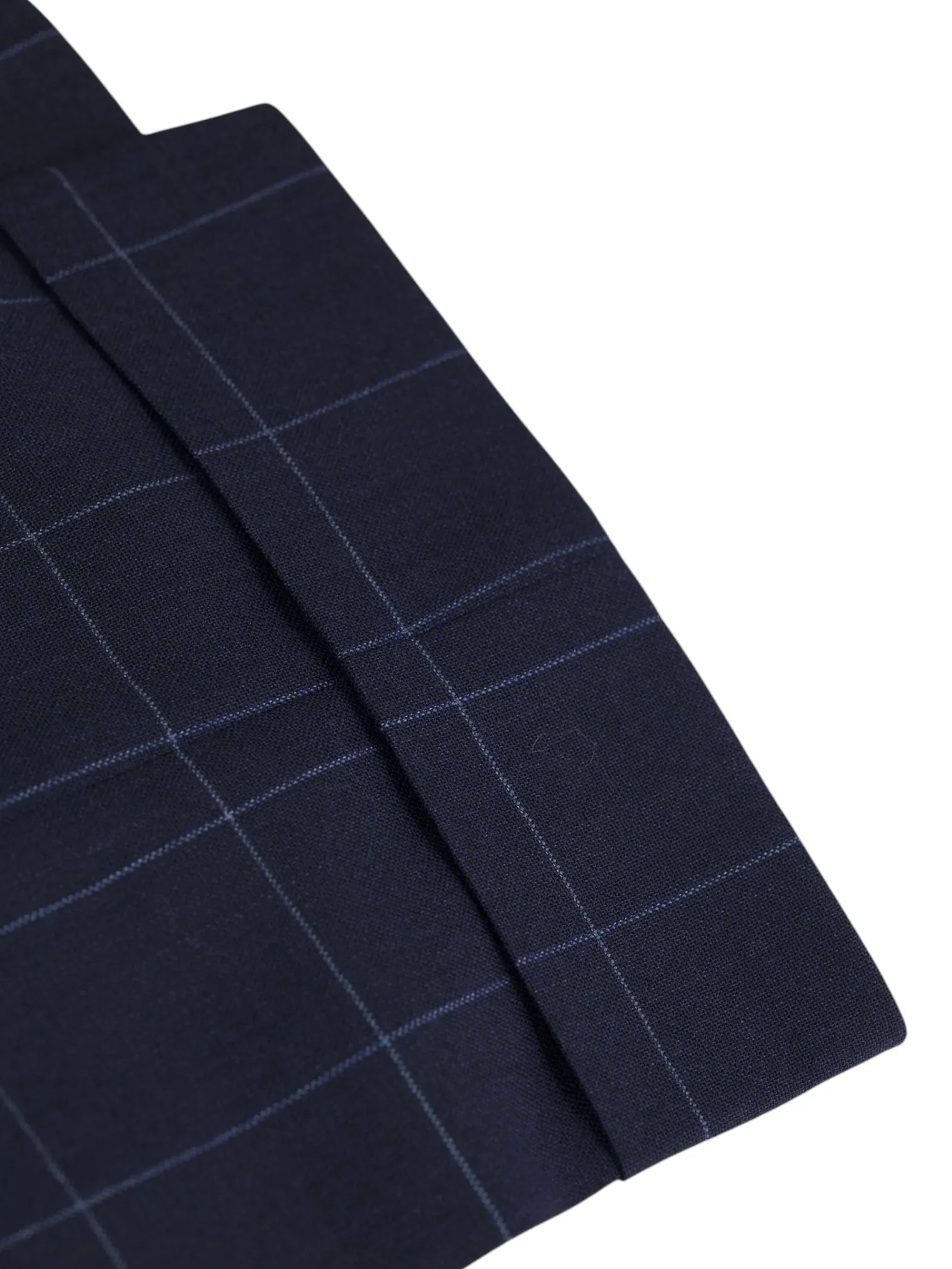 Caruso Dark Blue Cool-Wool Windowpane Trousers