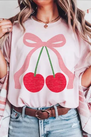 CHERRY BOW RIBBON OVERSIZED GRAPHIC TEE