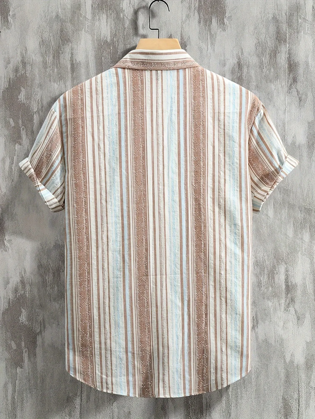 Chic Men's Short Sleeve Breathable Striped Shirt for Summer