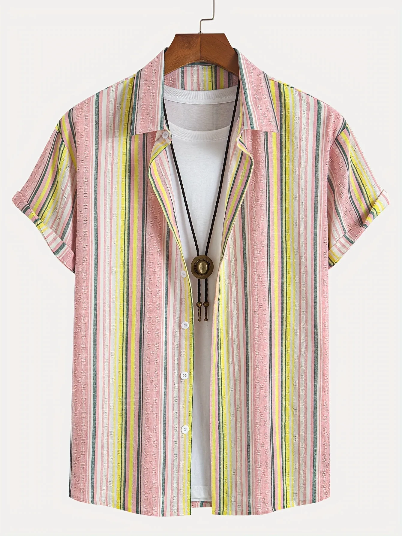 Chic Men's Short Sleeve Breathable Striped Shirt for Summer