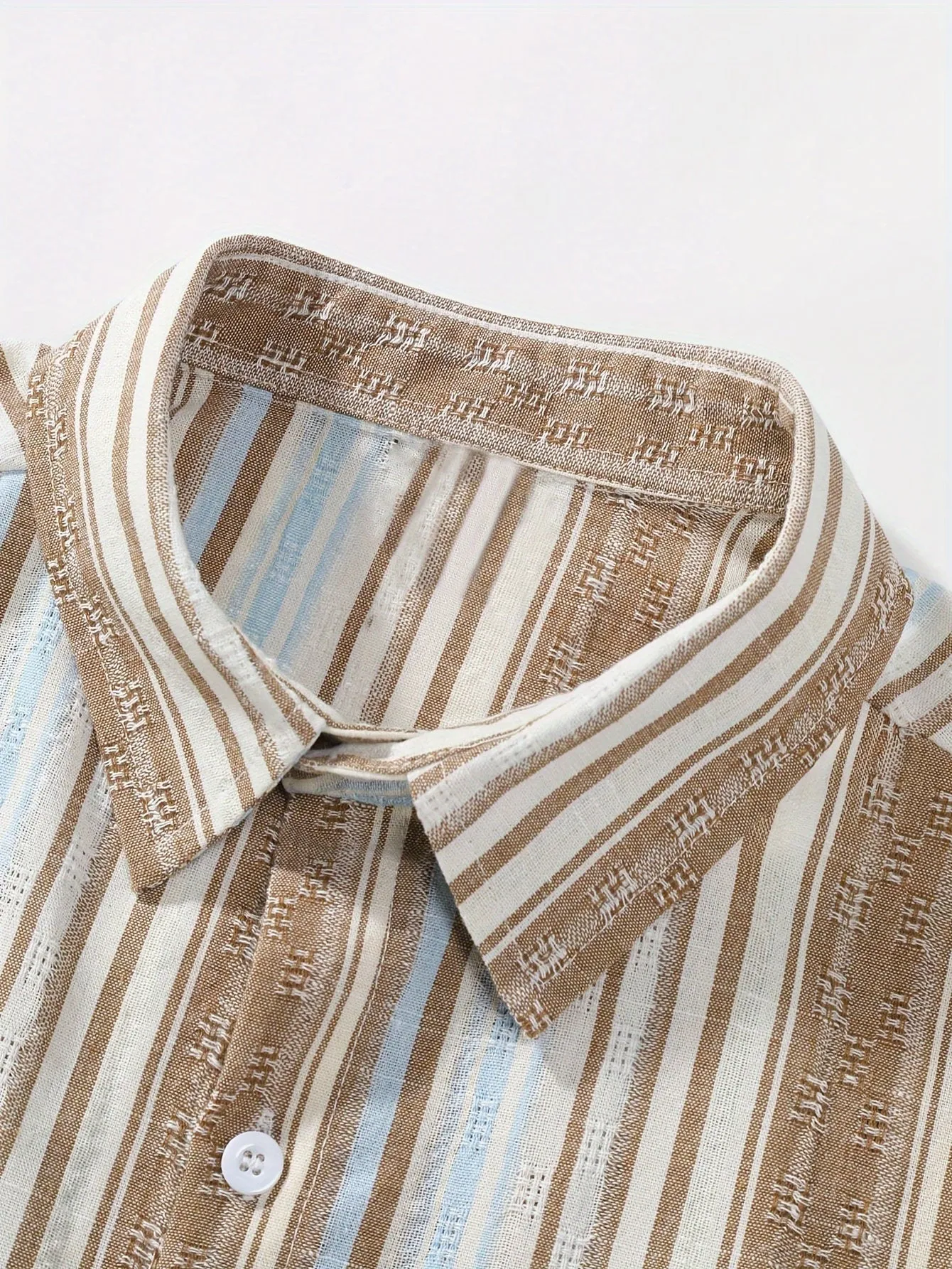 Chic Men's Short Sleeve Breathable Striped Shirt for Summer