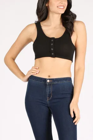 Chic Ribbed Button Front Top – Solid Casual Bra Style ZT2909C76 $4Each