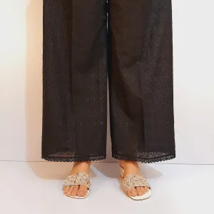 Chikankari Cotton Palazzo - Black - ZT205